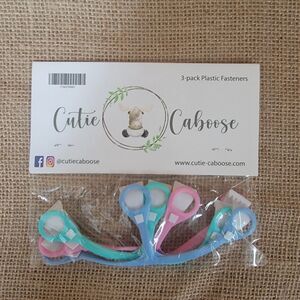 Cloth Diaper Plastic Fasteners 3-pack From Cutie Caboose Pink Green Blue New